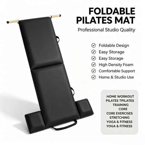 Professional Foldable Pilates Yoga Mat with Handles, Portable Exercise Pad for Studio, Home and Travel
